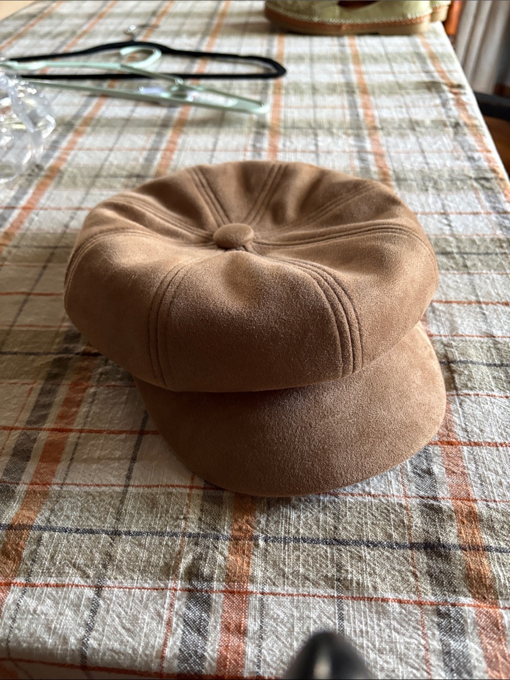 Brown Suede Baker Boy Cap - Women